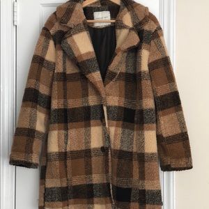 Adorable plush plaid pea coat from American Eagle